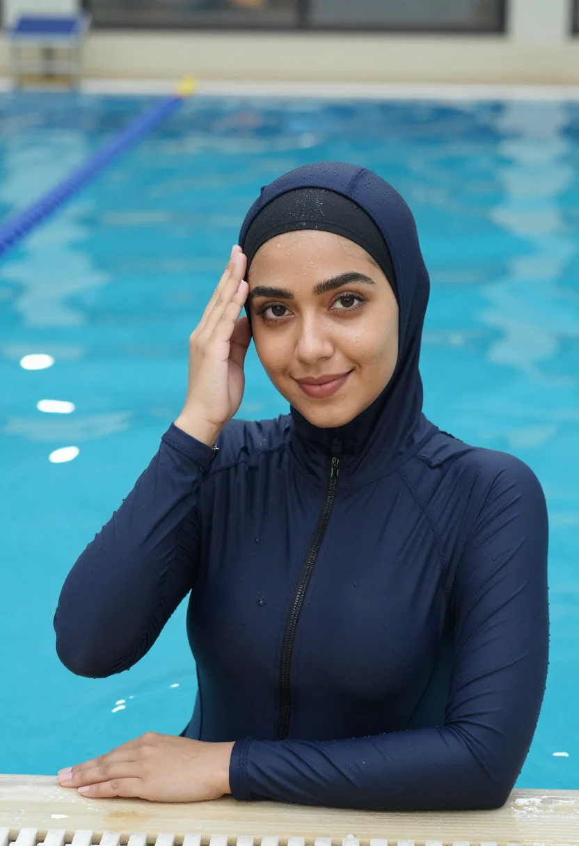 AI sport hijab sample — portrait of a woman, chest-up portrait of a woman in her mid