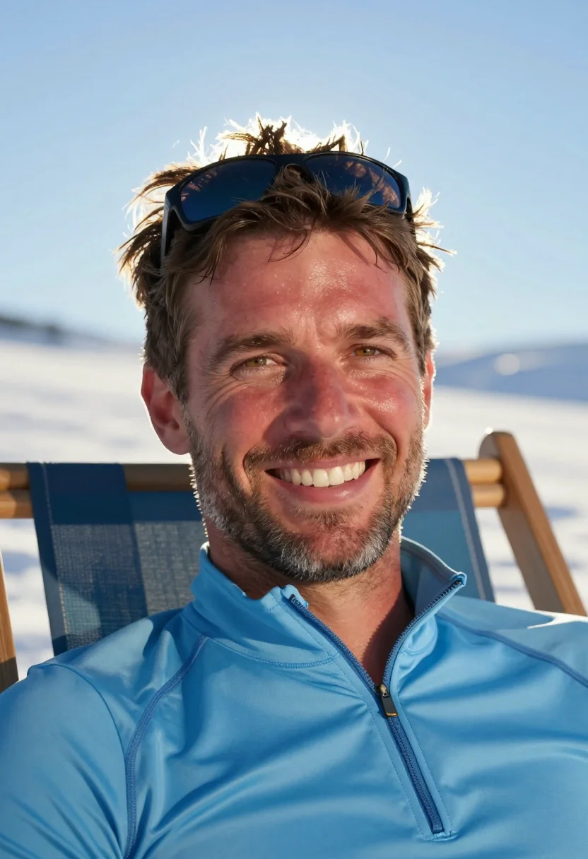 AI spring skiing sky blue sample — portrait of a man, tight headshot of a Western-European man