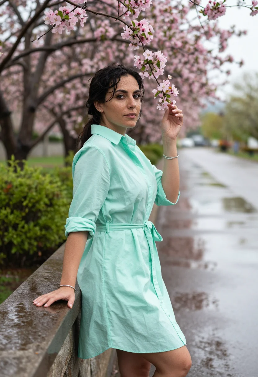 AI spring sample — portrait of a woman, three-quarter-length portrait of a Medi