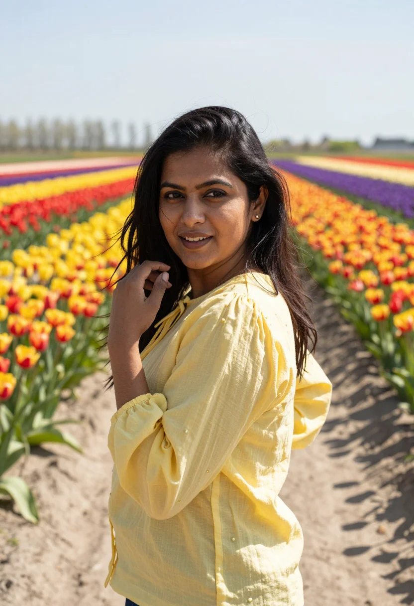 AI spring sample — portrait of a woman, half-length portrait of a South-Asian w