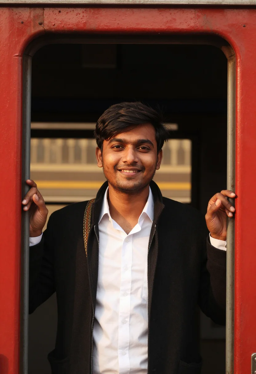 AI srk ddlj sample — portrait of a man, chest-up photograph of a North-Indian man