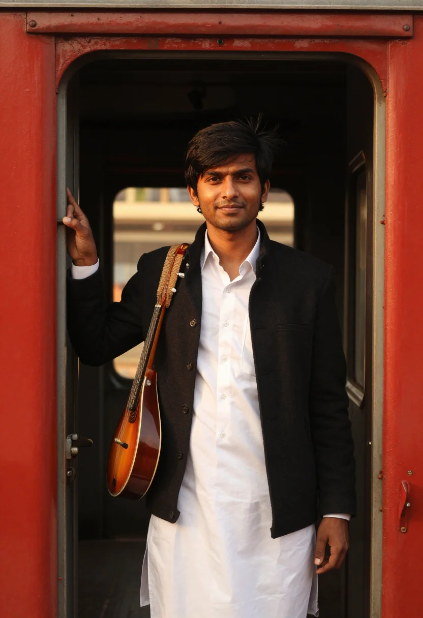 AI srk ddlj sample — portrait of a man, half-length photograph of a North-Indian