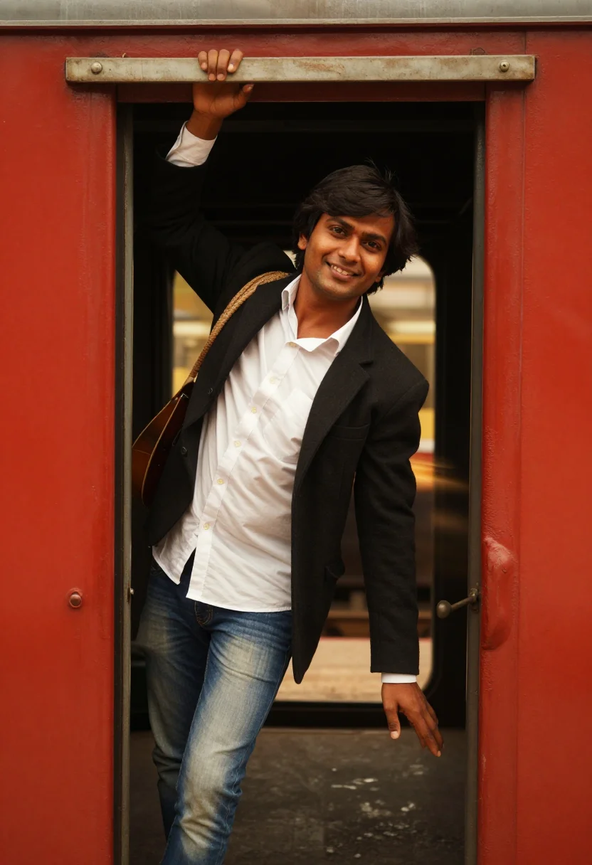 AI srk ddlj sample — portrait of a man, three-quarter-length photograph of a Nort