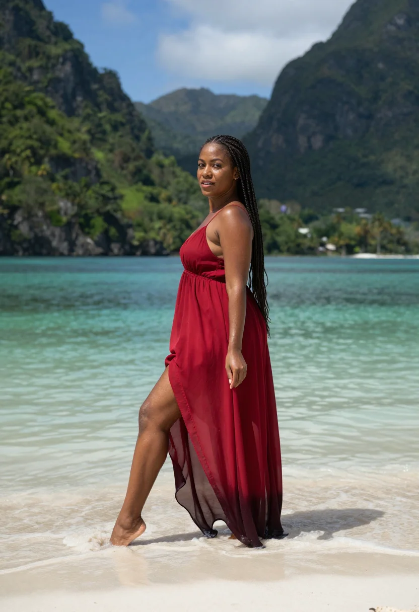 AI st lucia sample — portrait of a woman, full-length portrait of an Afro-Caribbe