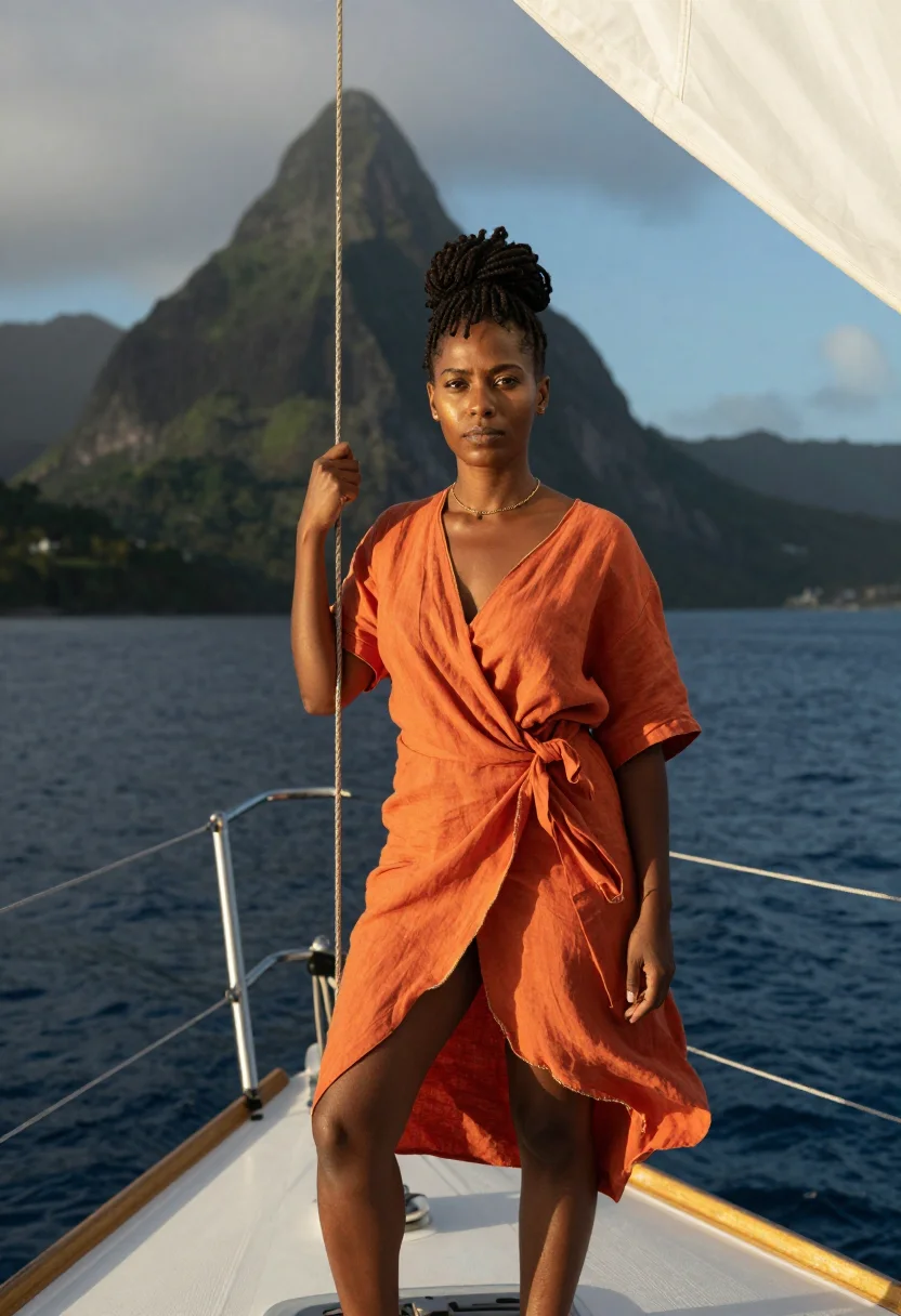 AI st lucia sample — portrait of a woman, three-quarter-length portrait of an Afr
