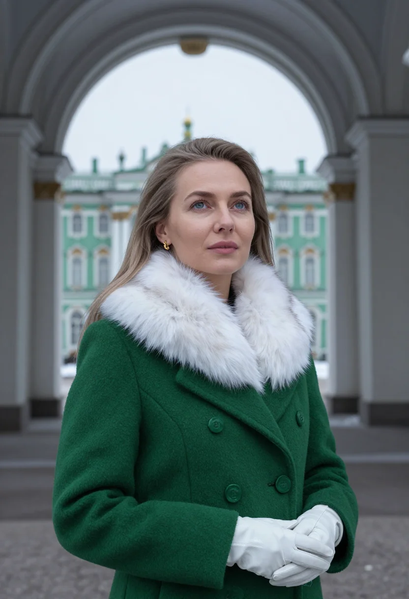 AI st petersburg winter palace jade sample — portrait of a woman, framed tight, head and shoulders, the b