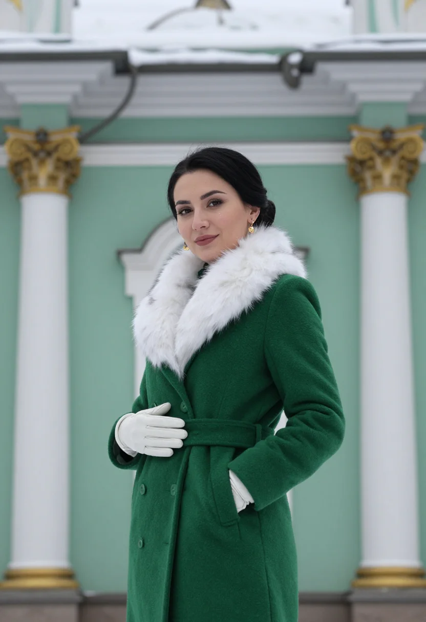 AI st petersburg winter palace jade sample — portrait of a woman, framed half-length from the head to the