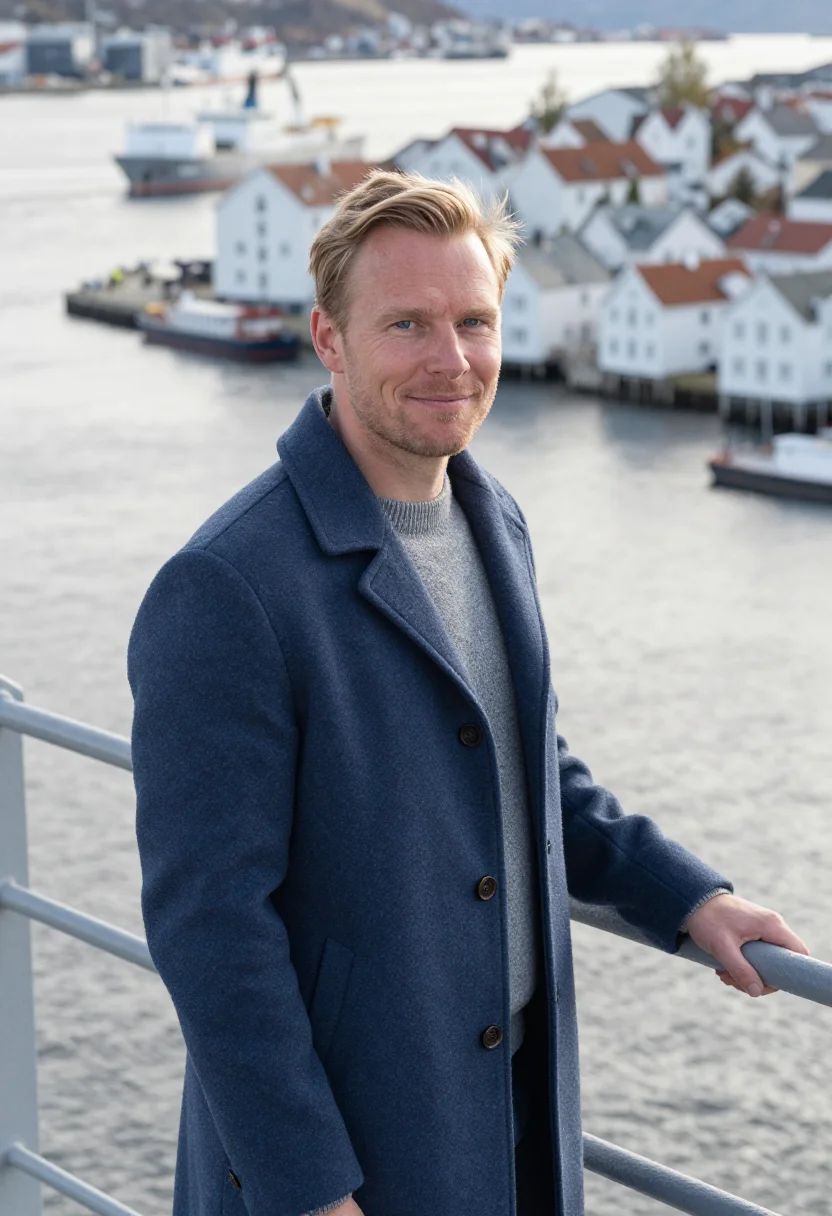 AI stavanger energy engineer fjord steel sample — portrait of a man, an energy engineer in his thirties of Dan