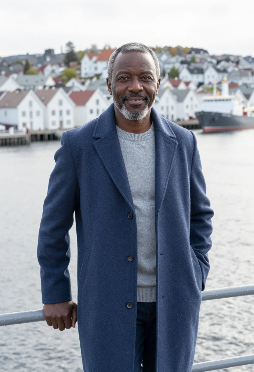 AI stavanger energy engineer fjord steel sample — portrait of a man, an energy engineer in his fifties of Nige