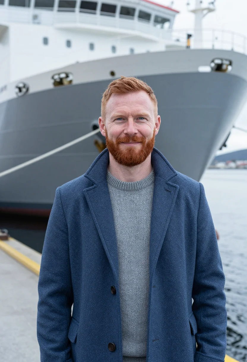 AI stavanger energy engineer fjord steel sample — portrait of a man, an energy engineer in his forties of Scot