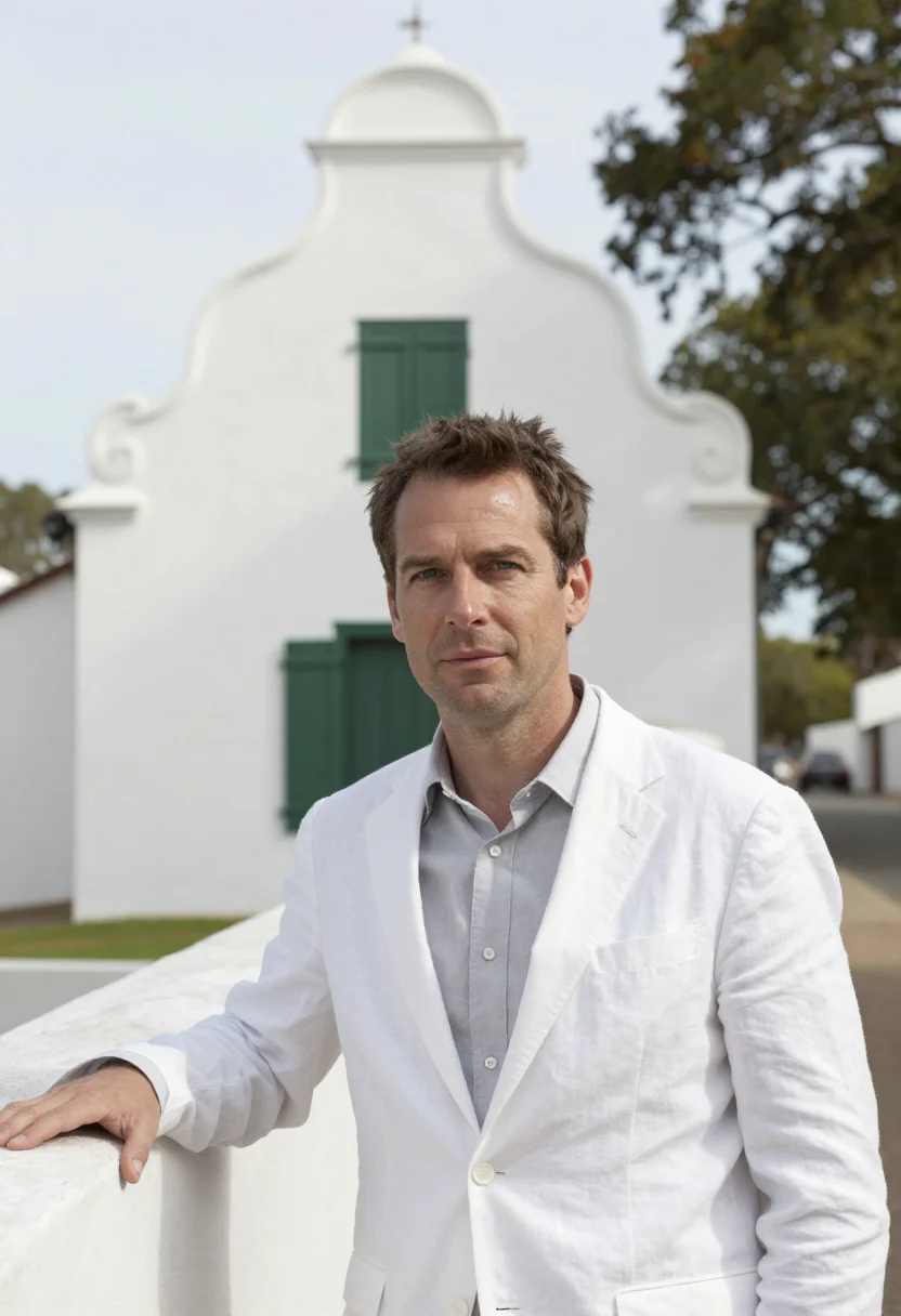 AI stellenbosch professor oak town white gable sample — portrait of a man, a Western-European professor in his early
