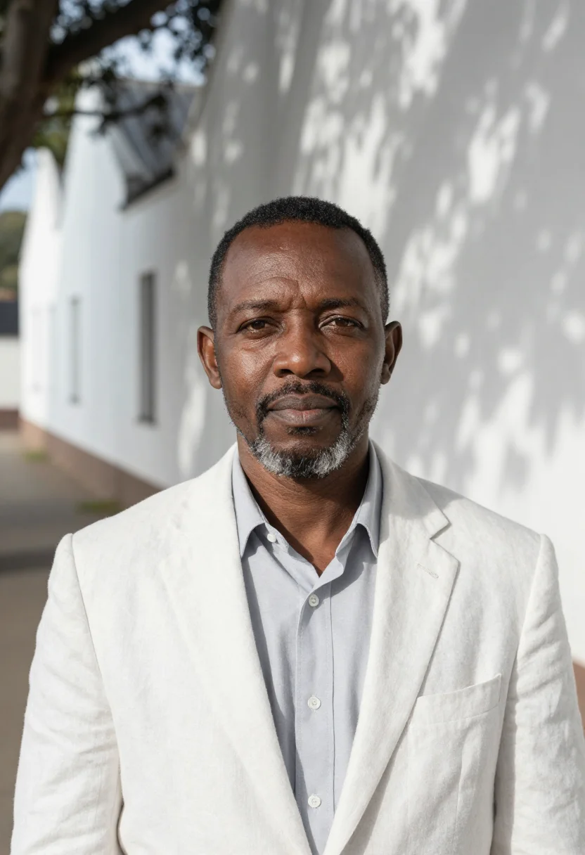 AI stellenbosch professor oak town white gable sample — portrait of a man, a Black South African professor in his ea