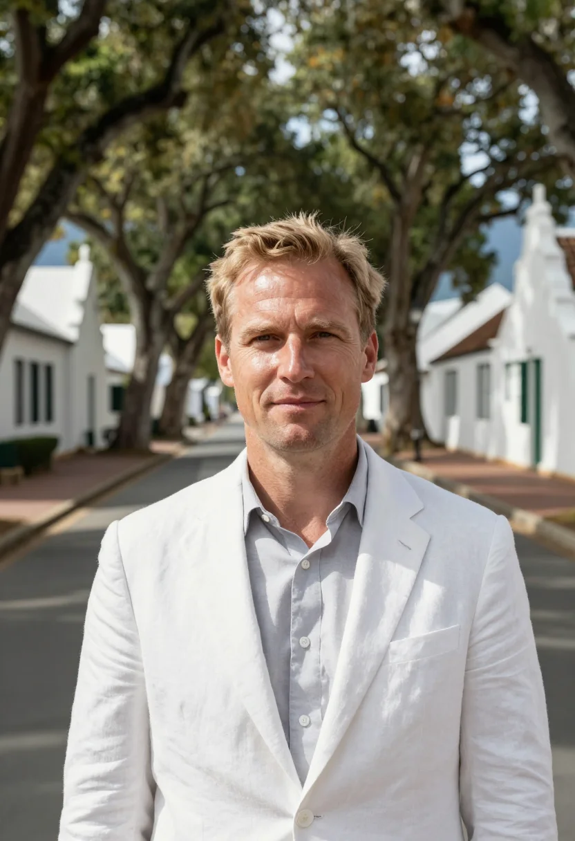 AI stellenbosch professor oak town white gable sample — portrait of a man, a Afrikaner professor in his late thirtie