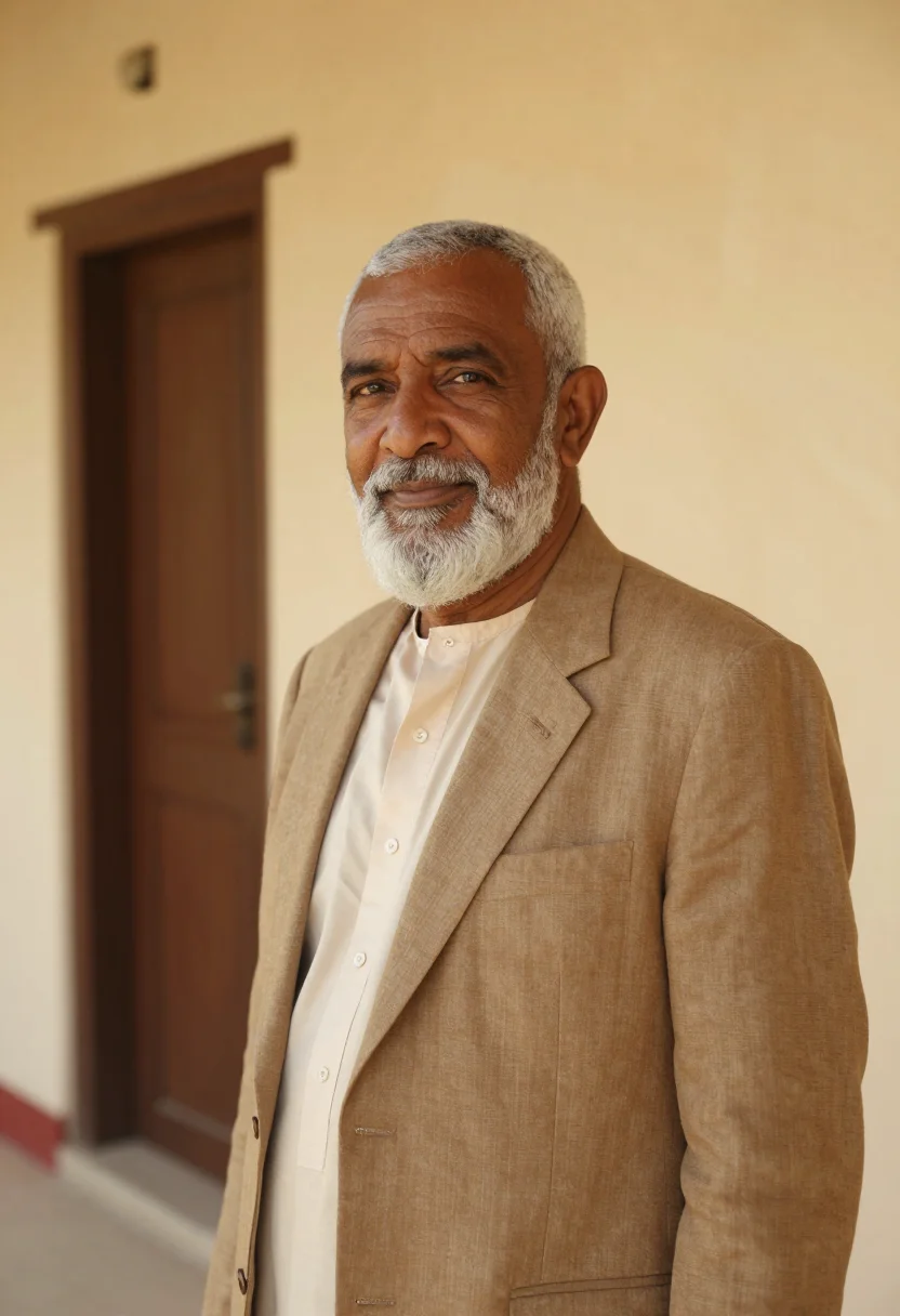 AI stone town spice director clove brown cream sample — portrait of a man, an Omani-Zanzibari spice director in his