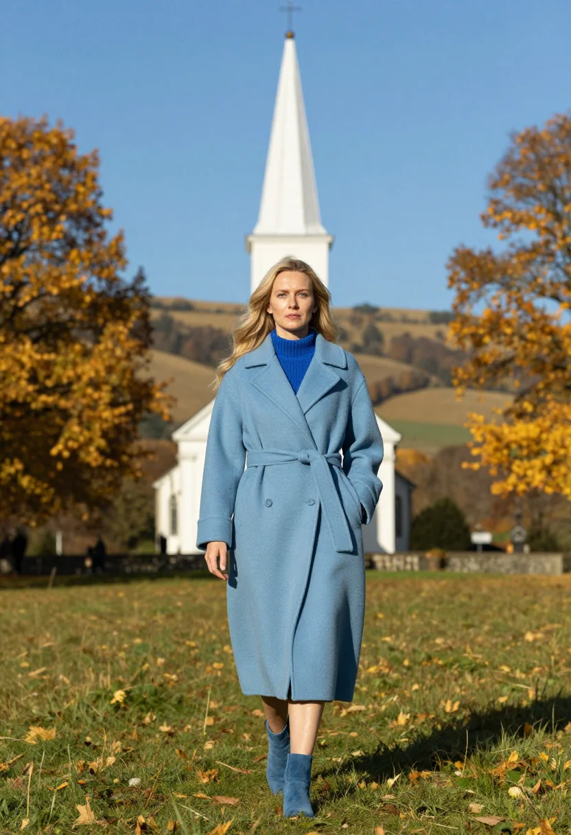 AI stowe white church gold sample — portrait of a woman, framed full-length from the boots to ju