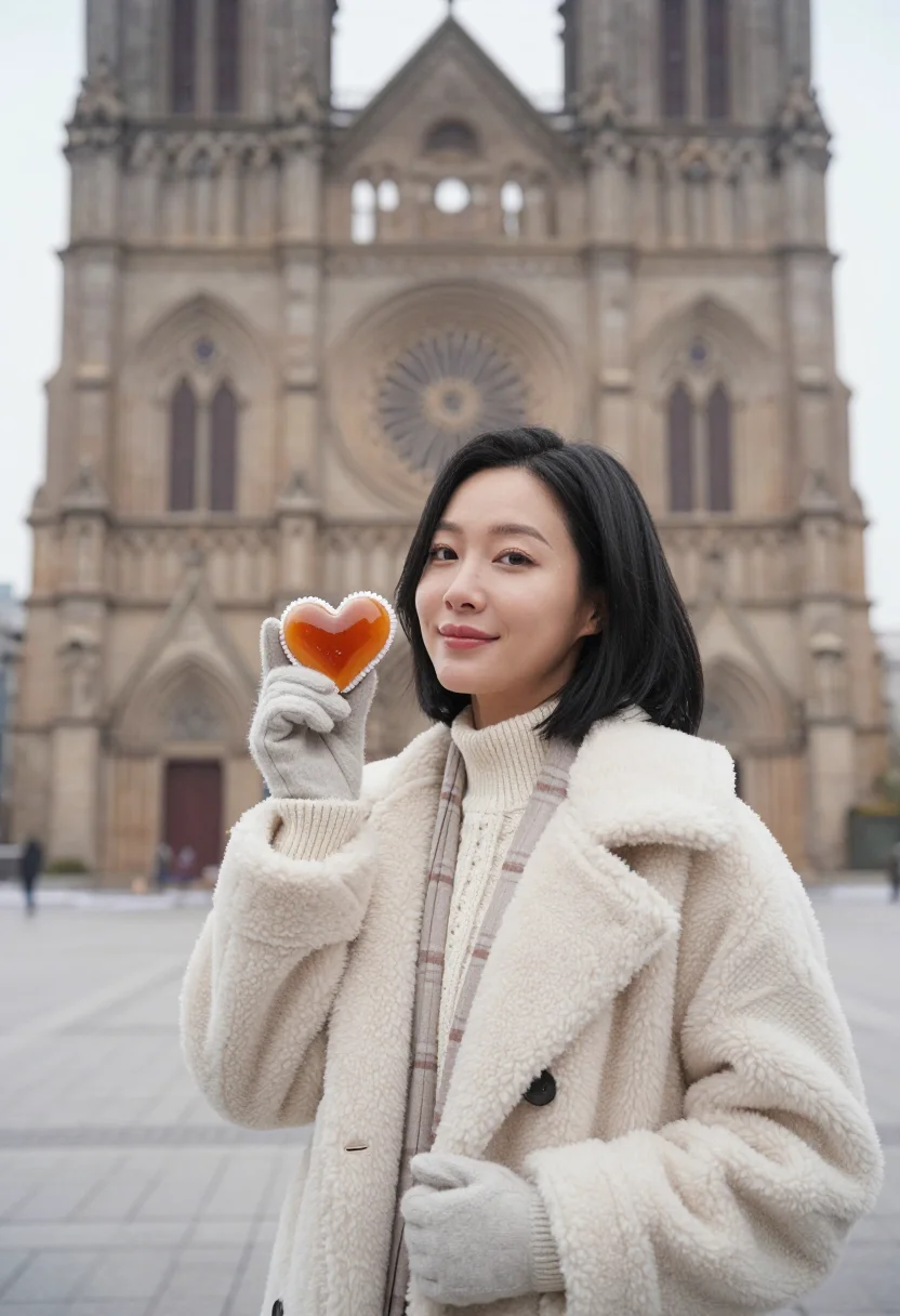 AI strasbourg christmas market sample — portrait of a woman, half-length portrait of a Korean woman
