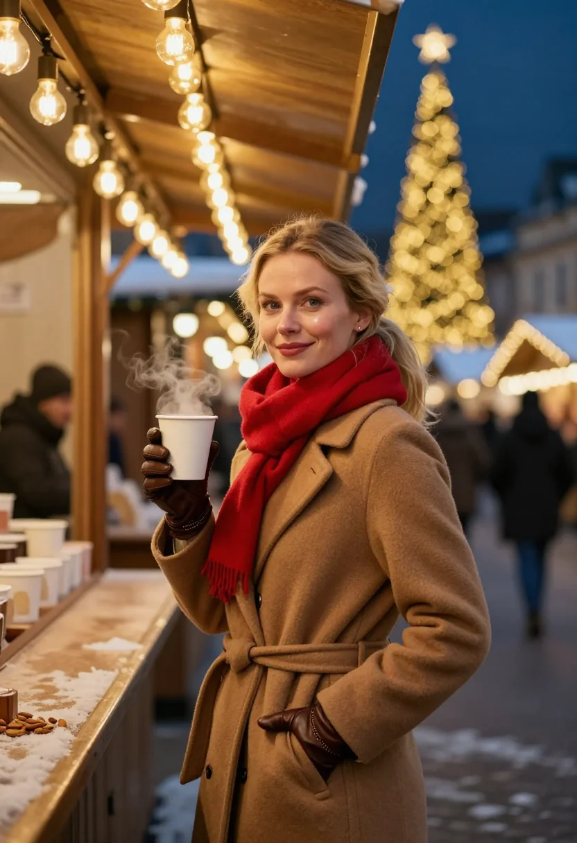 AI strasbourg christmas market sample — portrait of a woman, half-length portrait of an Alsatian wom