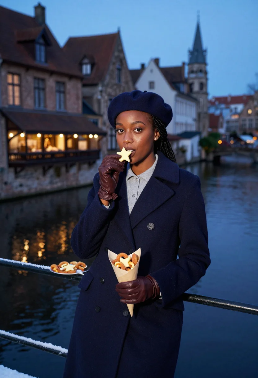 AI strasbourg christmas market sample — portrait of a woman, half-length portrait of a Black French