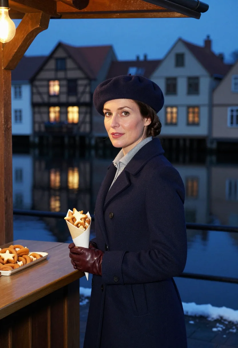 AI strasbourg christmas market sample — portrait of a woman, half-length portrait of a Western-Europ