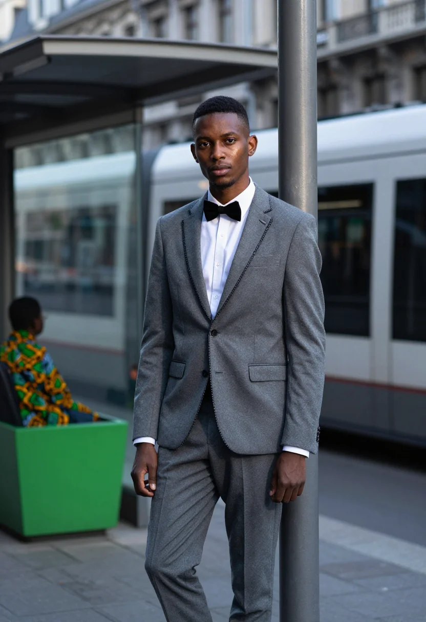 AI stromae racine carree sample — portrait of a man, three-quarter-length portrait of a man of