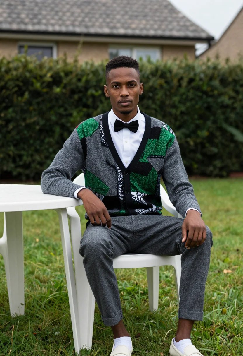 AI stromae racine carree sample — portrait of a man, half-length portrait of a man of mixed Be