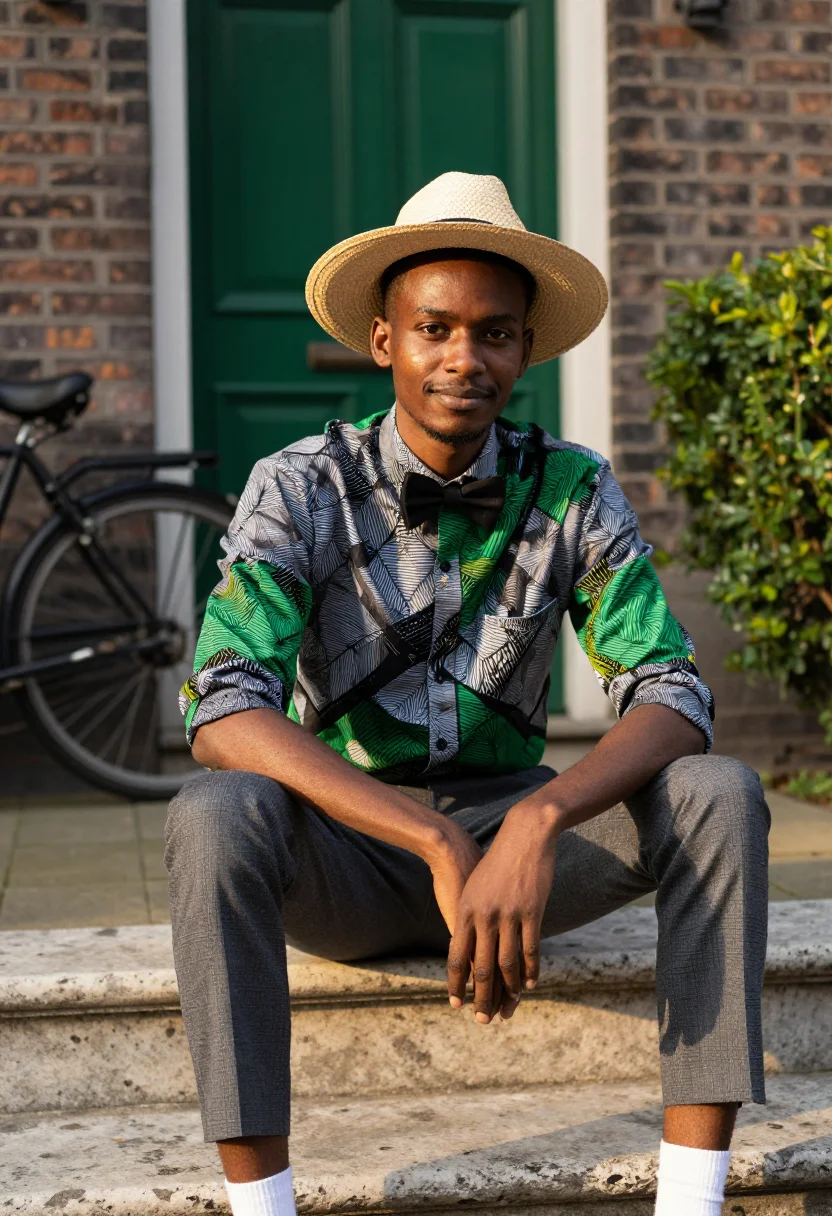 AI stromae racine carree sample — portrait of a man, half-length portrait of a man of mixed Be