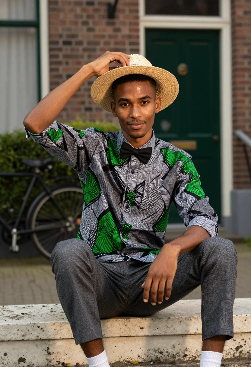 AI stromae racine carree sample — portrait of a man, close half-length portrait of a man of mi