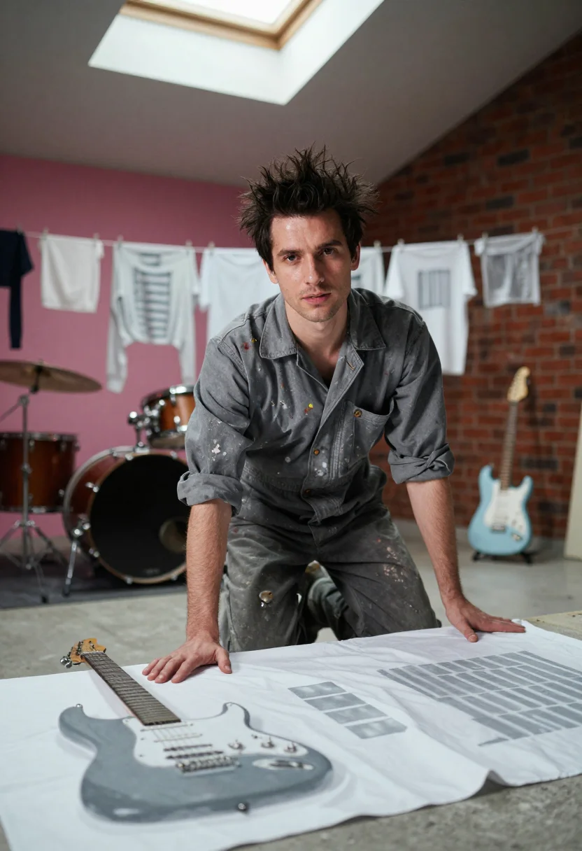 AI strummer sample — portrait of a man, three-quarter-length portrait of a Wester