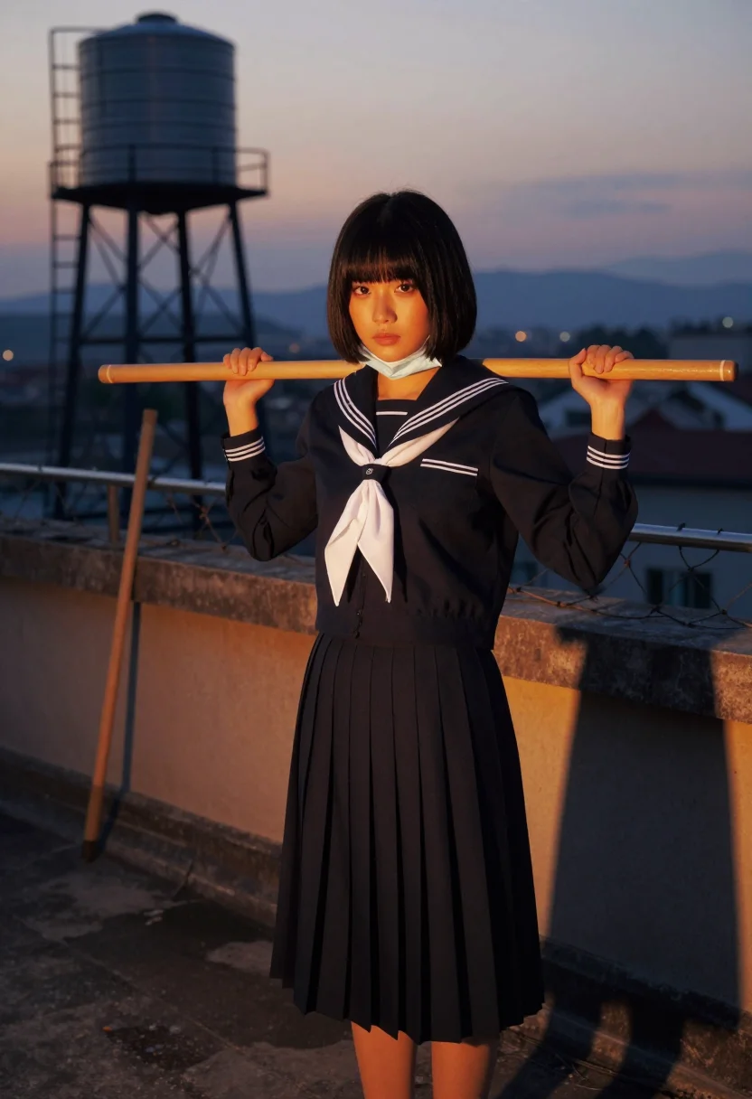 AI sukeban sample — portrait of a woman, a Japanese woman in her early twenties