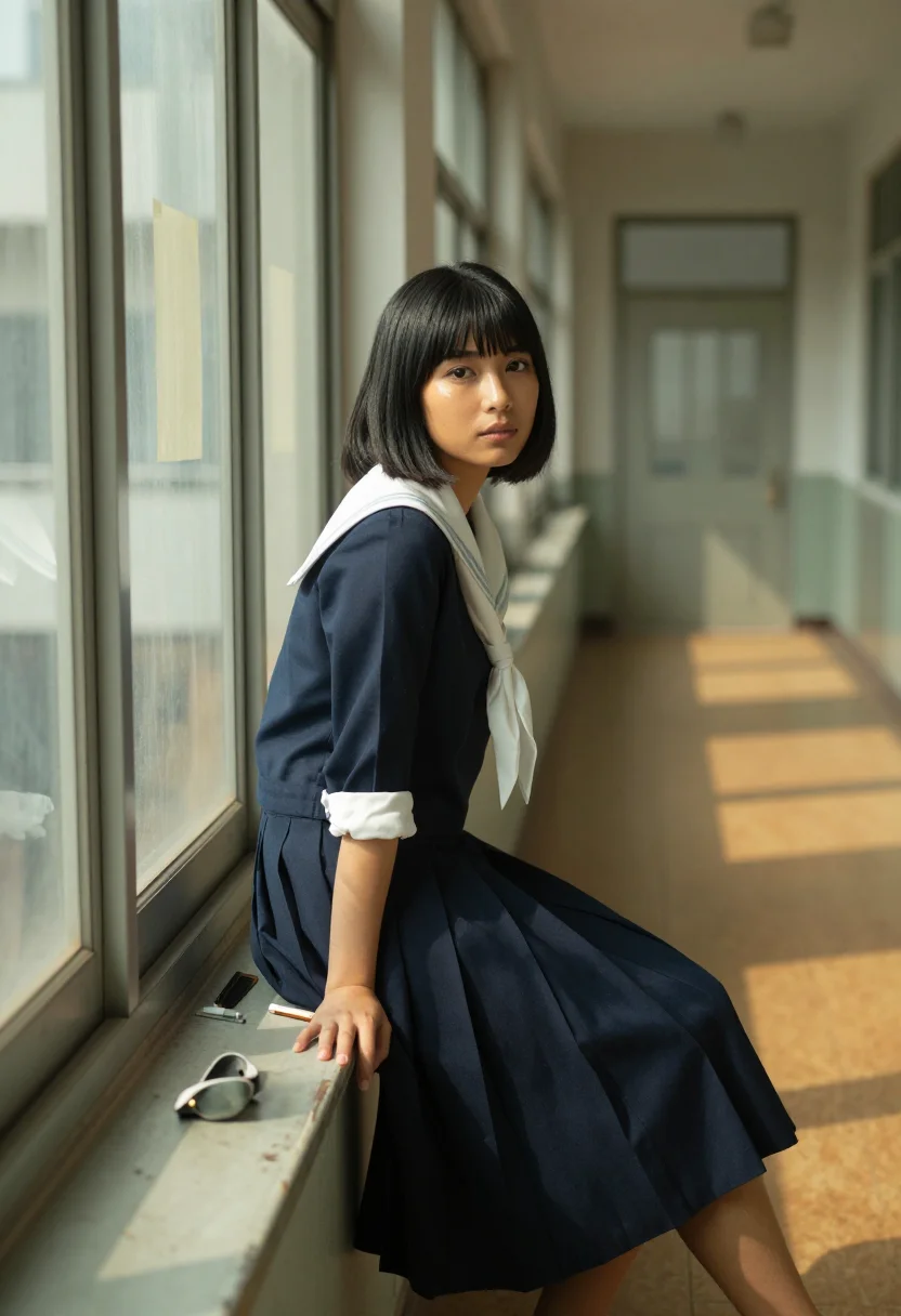 AI sukeban sample — portrait of a woman, a Japanese woman in her early twenties