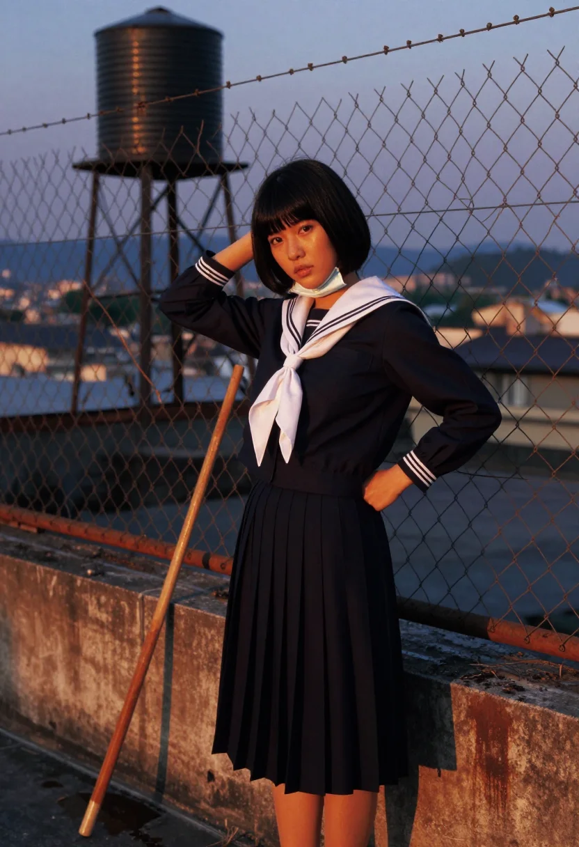 AI sukeban sample — portrait of a woman, a Japanese woman in her early twenties