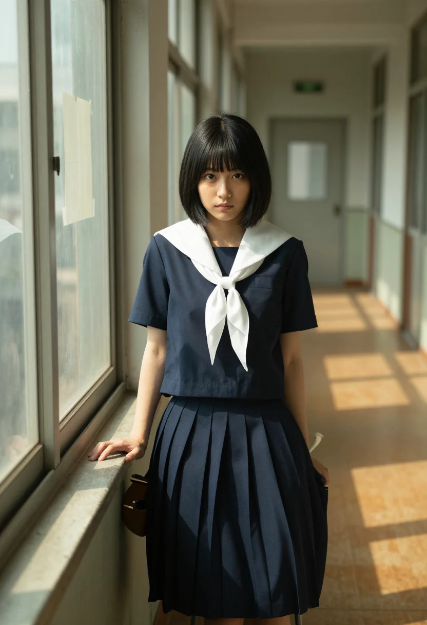 AI sukeban sample — portrait of a woman, a Japanese woman in her early twenties