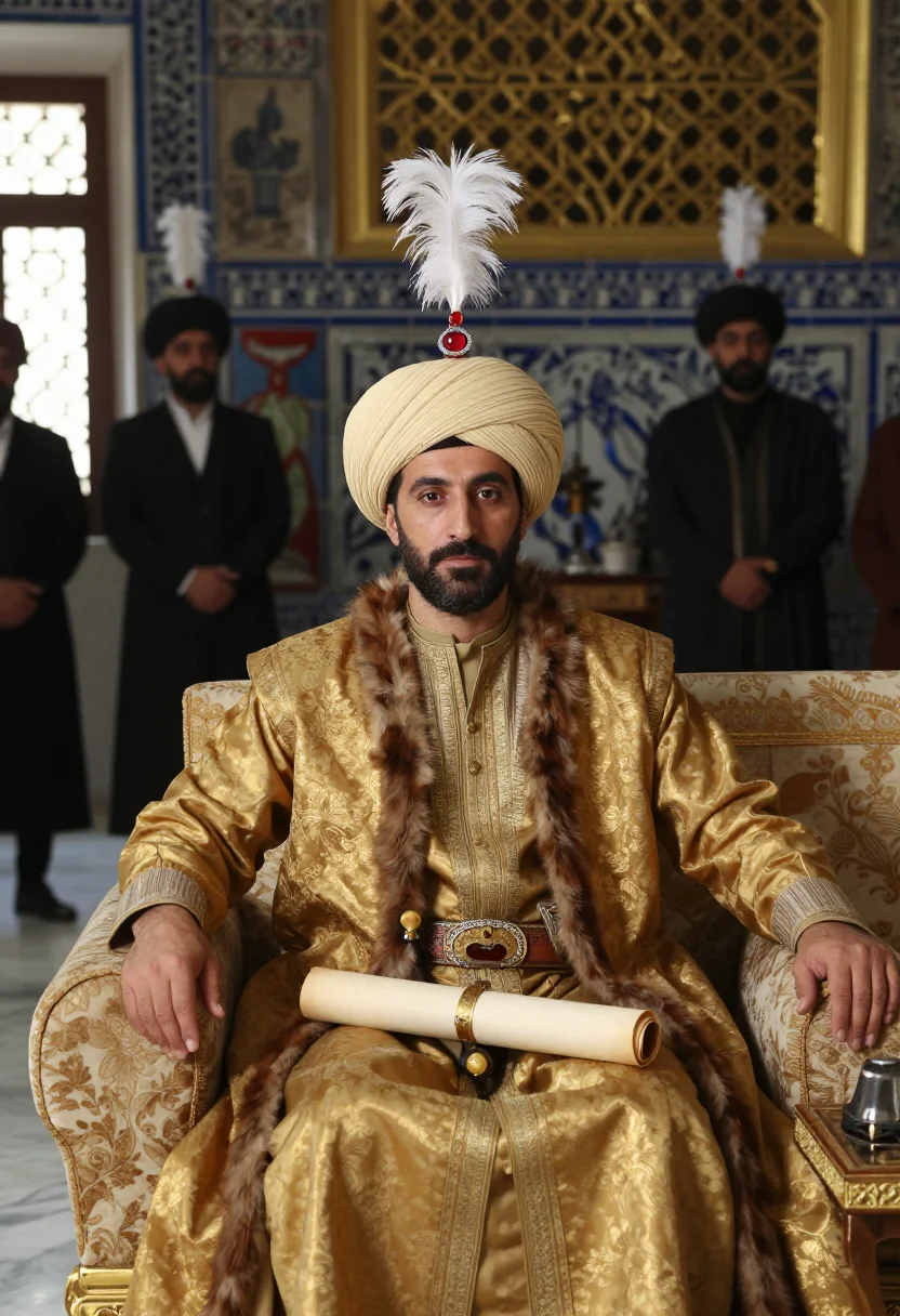 AI suleiman sample — portrait of a man, half-length portrait of an Ottoman Turkis