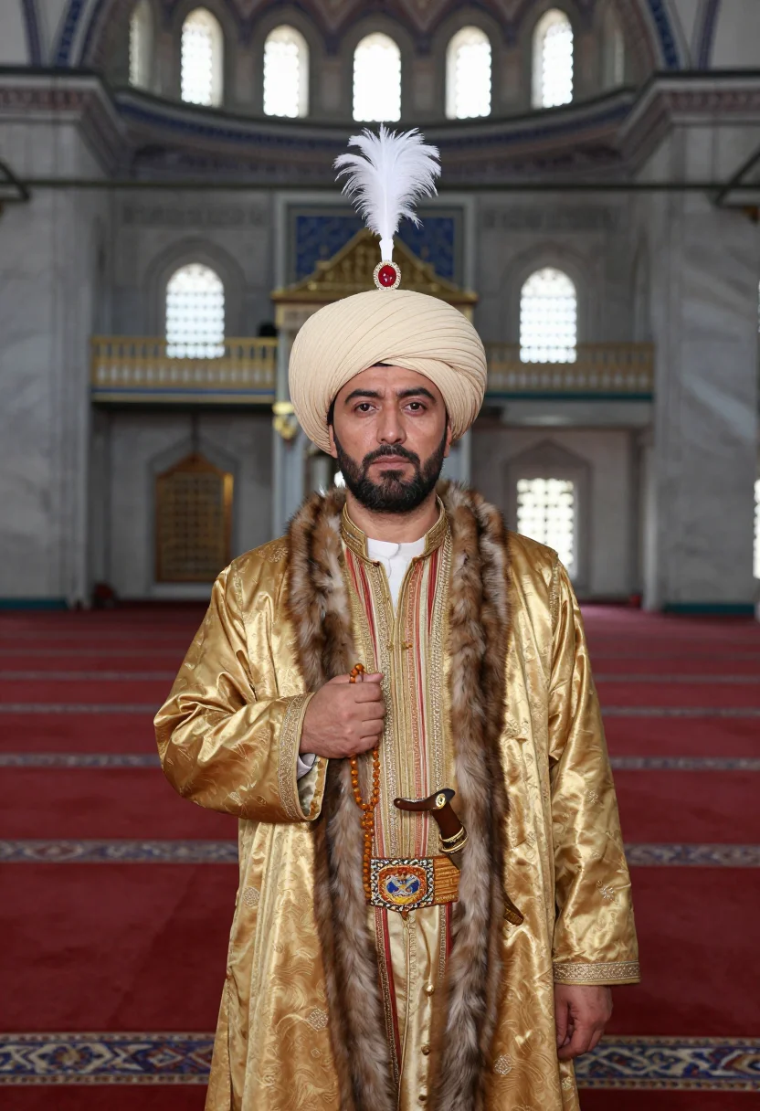 AI suleiman sample — portrait of a man, half-length portrait of an Ottoman Turkis