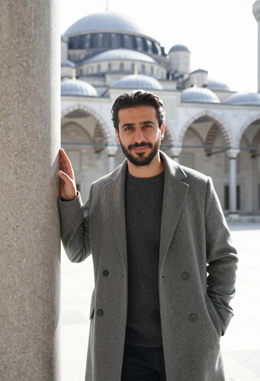 AI suleymaniye architect lead dome grey sample — portrait of a man, an architect in his forties of Armenian d