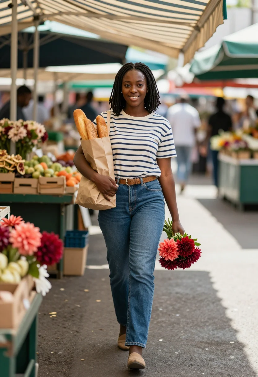 AI sunday market sample — portrait of a woman, full-length portrait of a West-African