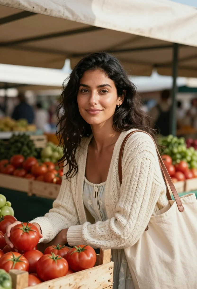 AI sunday market sample — portrait of a woman, head-and-shoulders portrait of a Medite