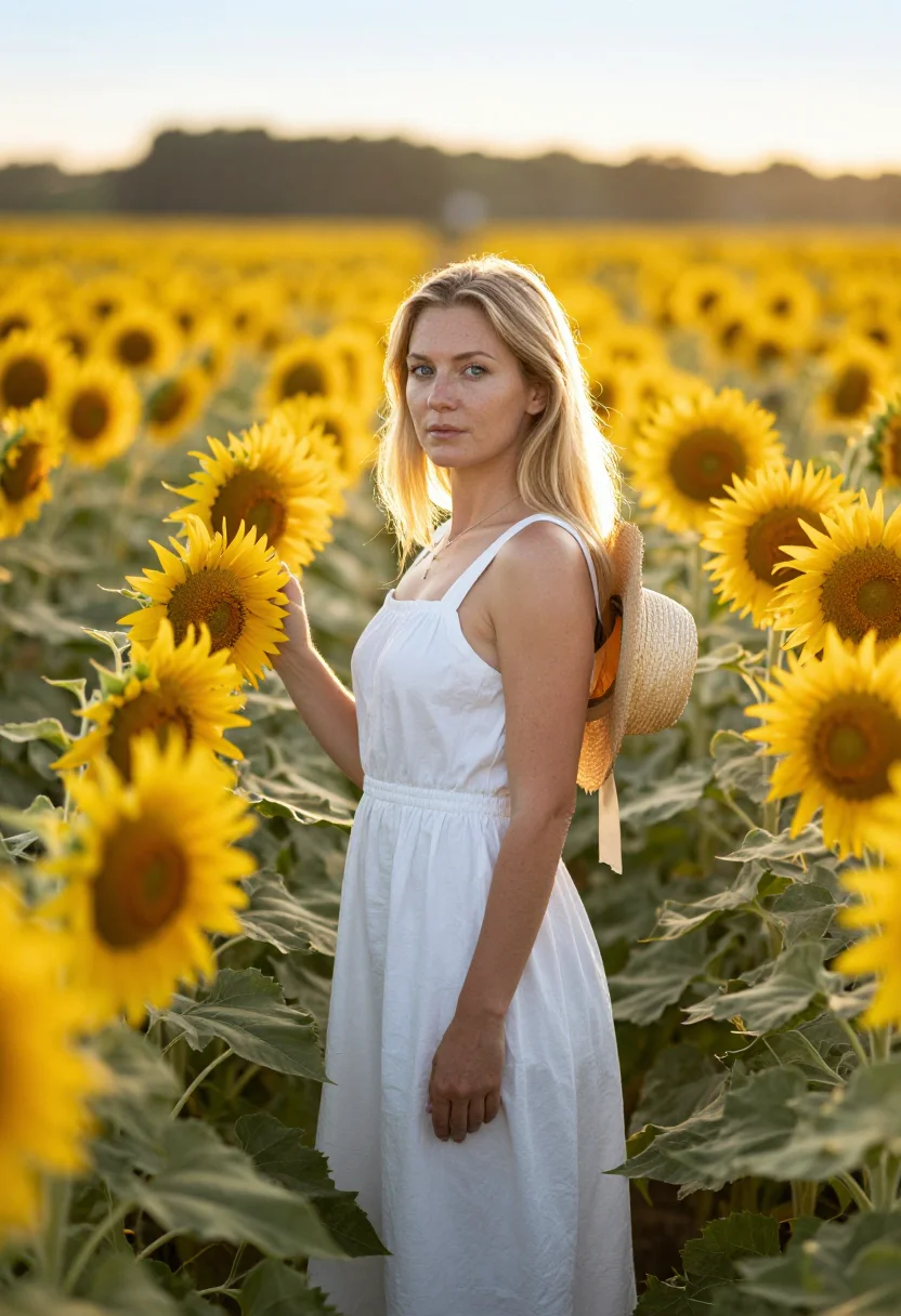 Example portrait from the AI Sunflower Field — Free Preview, Train Once