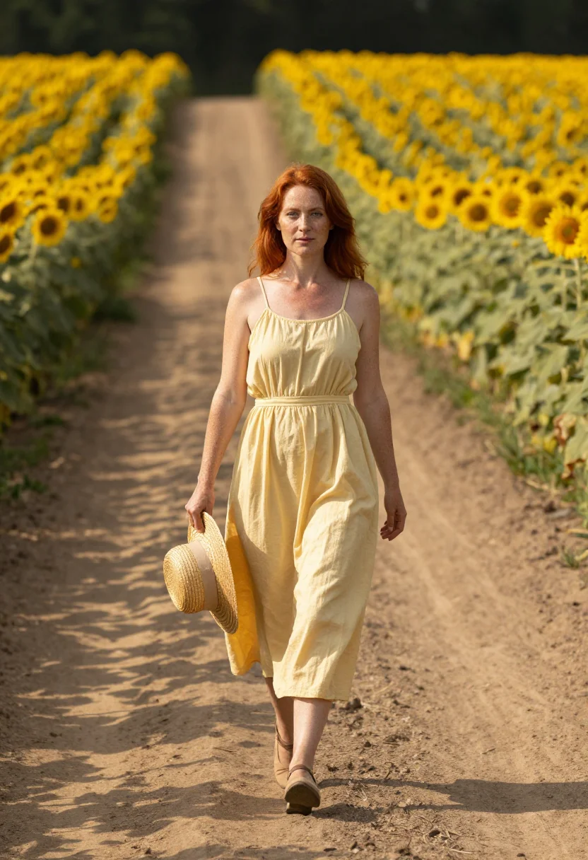 AI sunflower field sample — portrait of a woman, full-length portrait of a Western-Europ