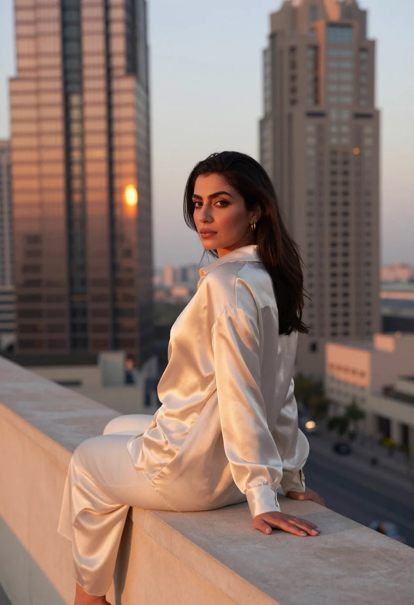 AI sunset sample — portrait of a woman, half-length portrait of a Middle-Easter