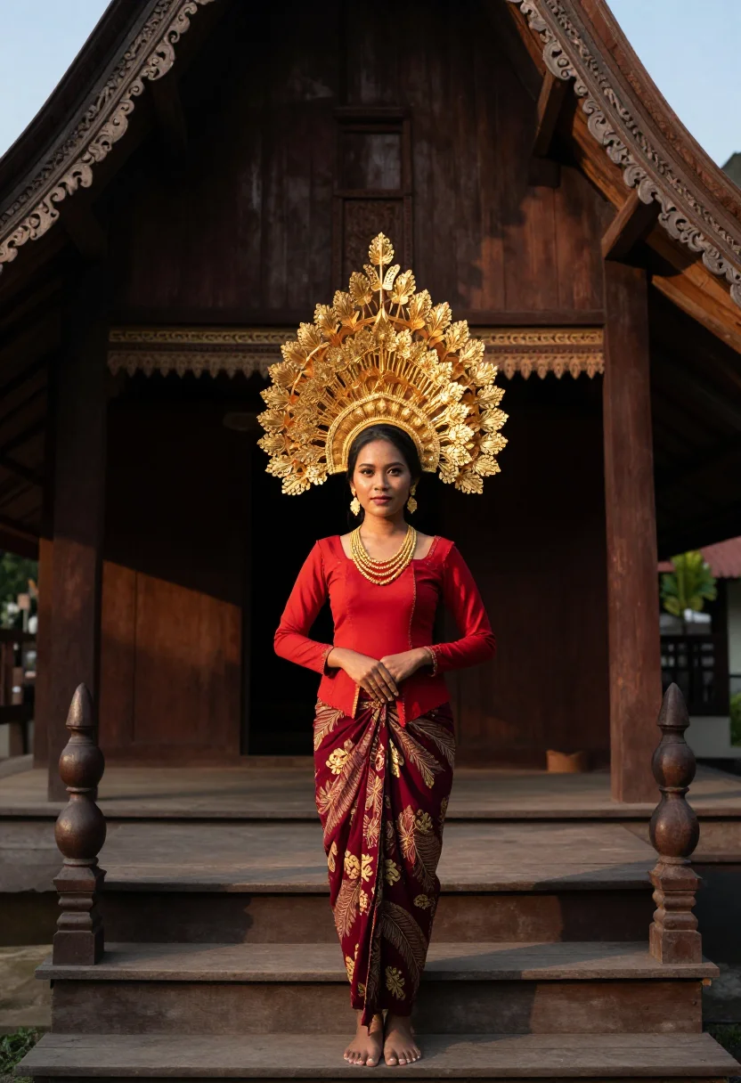 AI suntiang sample — portrait of a woman, full-length portrait of a Minangkabau w