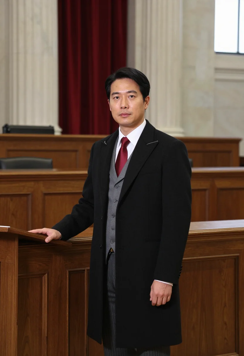 AI supreme court advocate morning coat sample — portrait of a man, half-length portrait of an advocate, a Ko