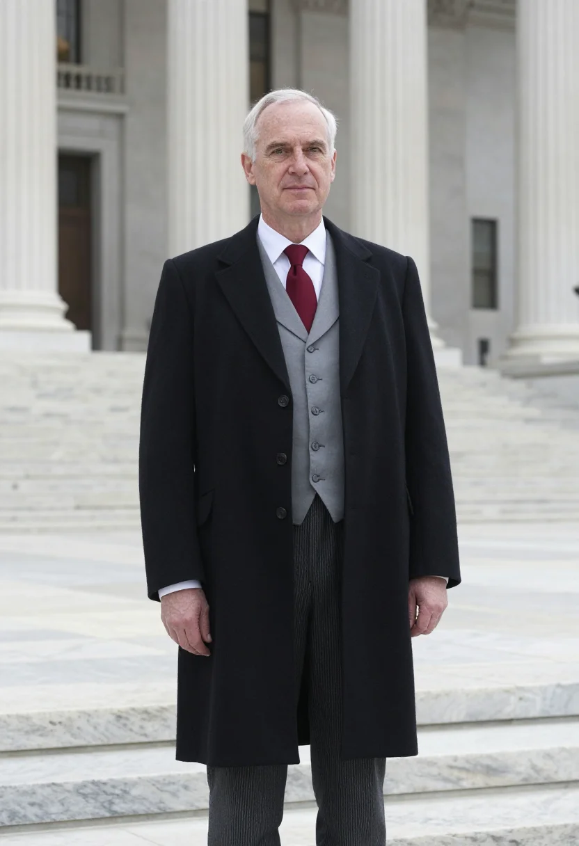 AI supreme court advocate morning coat sample — portrait of a man, half-length portrait of an advocate, a ma