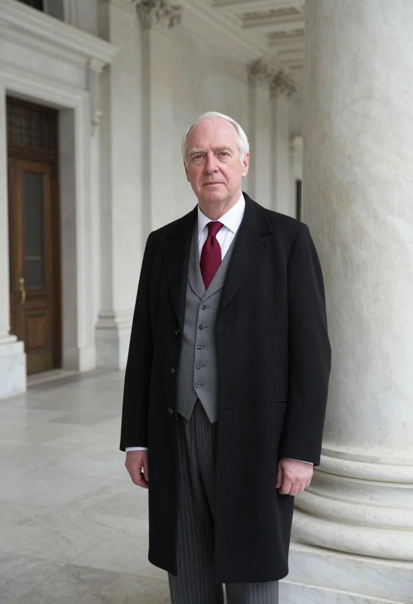 AI supreme court advocate morning coat sample — portrait of a man, half-length portrait of an advocate, an I