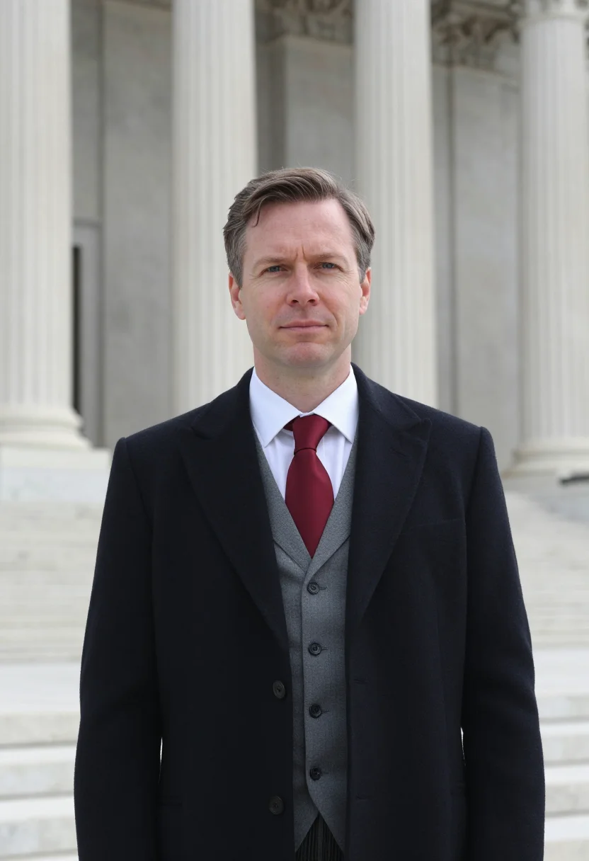 AI supreme court advocate morning coat sample — portrait of a man, head-and-shoulders portrait of an advocat