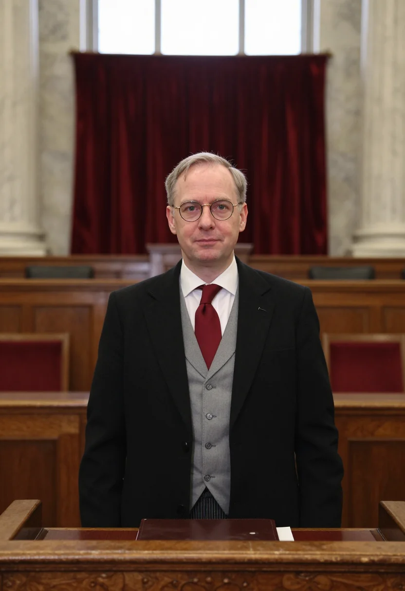 AI supreme court advocate morning coat sample — portrait of a man, chest-up portrait of an advocate, a man o