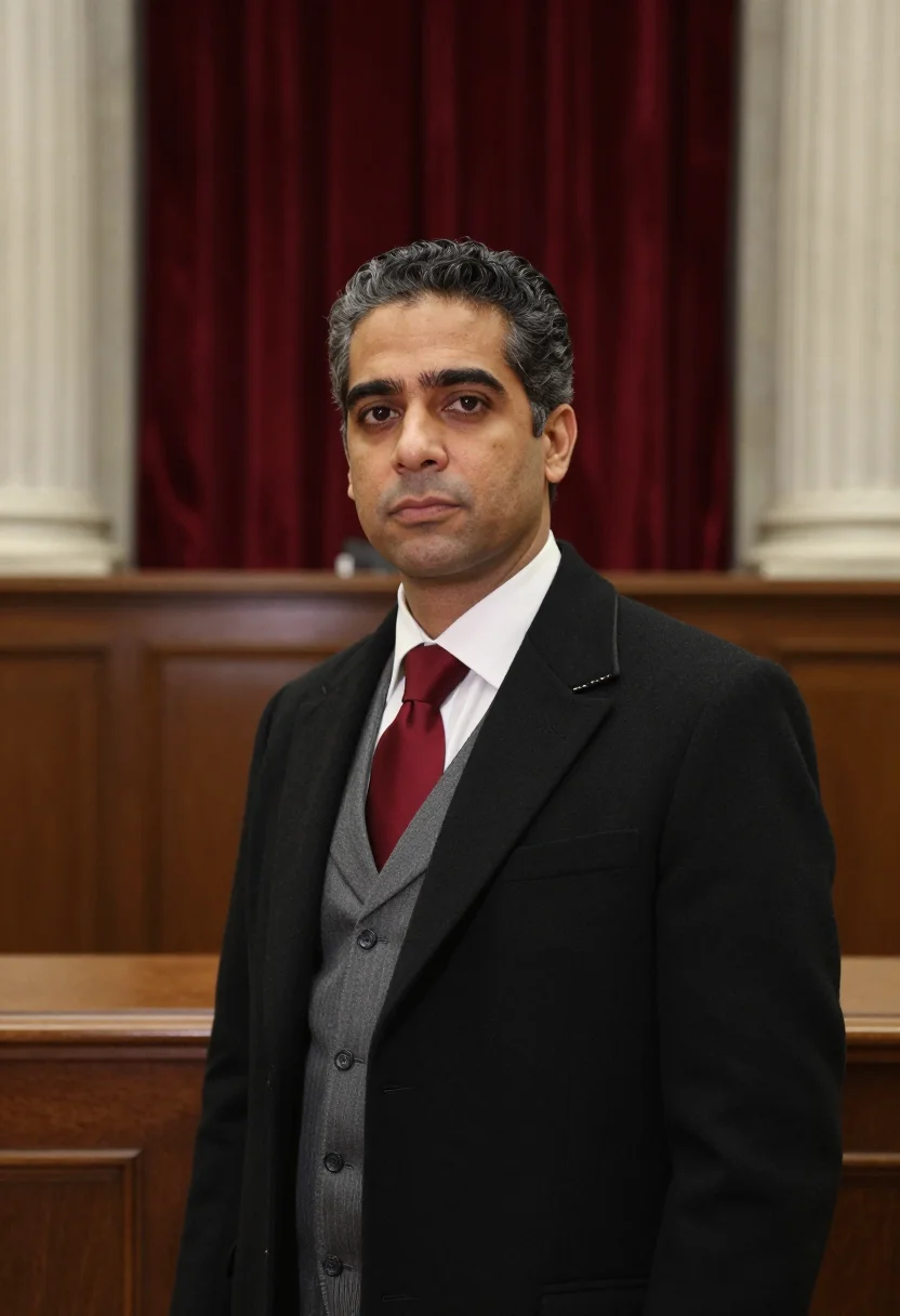 AI supreme court advocate morning coat sample — portrait of a man, head-and-shoulders portrait of an advocat