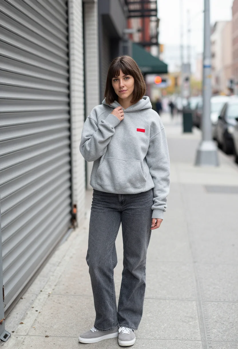 AI supreme lafayette street box logo red accent sample — portrait of a woman, a French woman living in New York in he
