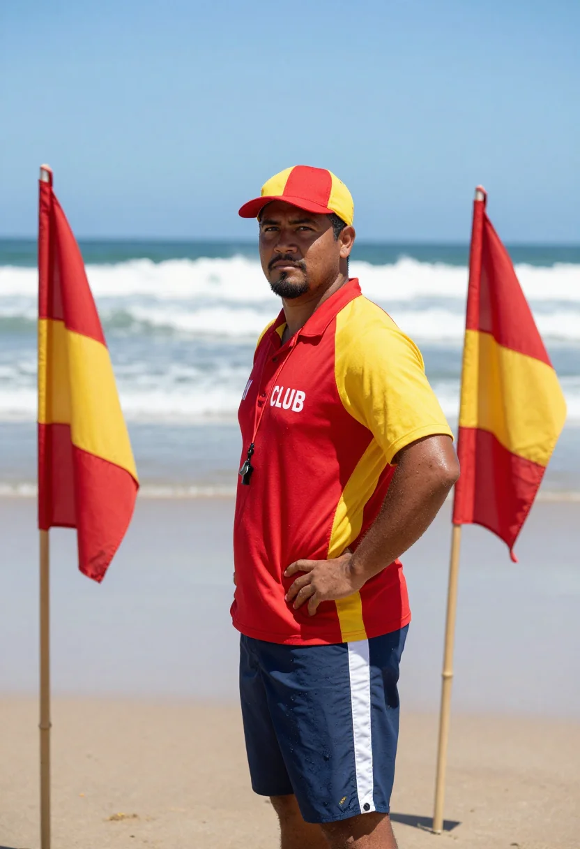 AI surf lifesaver sample — portrait of a surf lifesaver, half-length portrait of a Maor