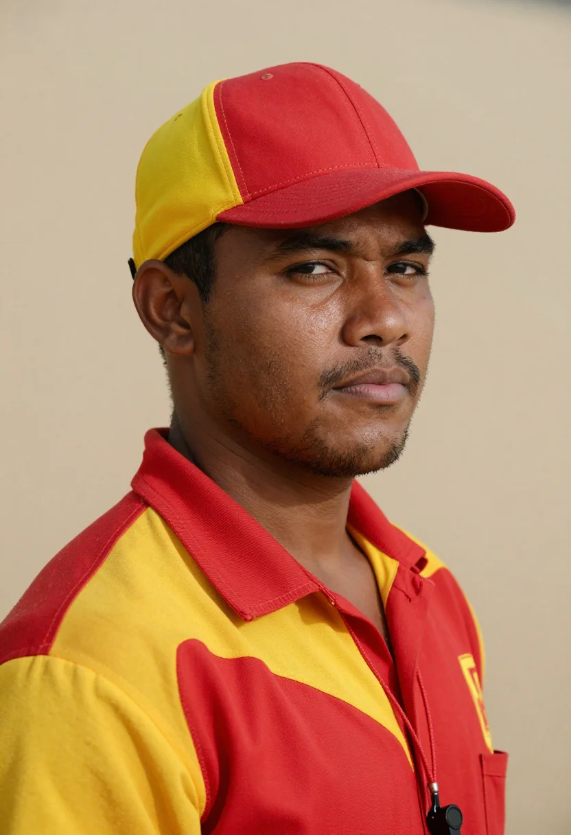 AI surf lifesaver sample — portrait of a surf lifesaver, head-and-shoulders portrait of
